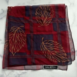 Halston Vintage Burgundy Sheer Square Scarf